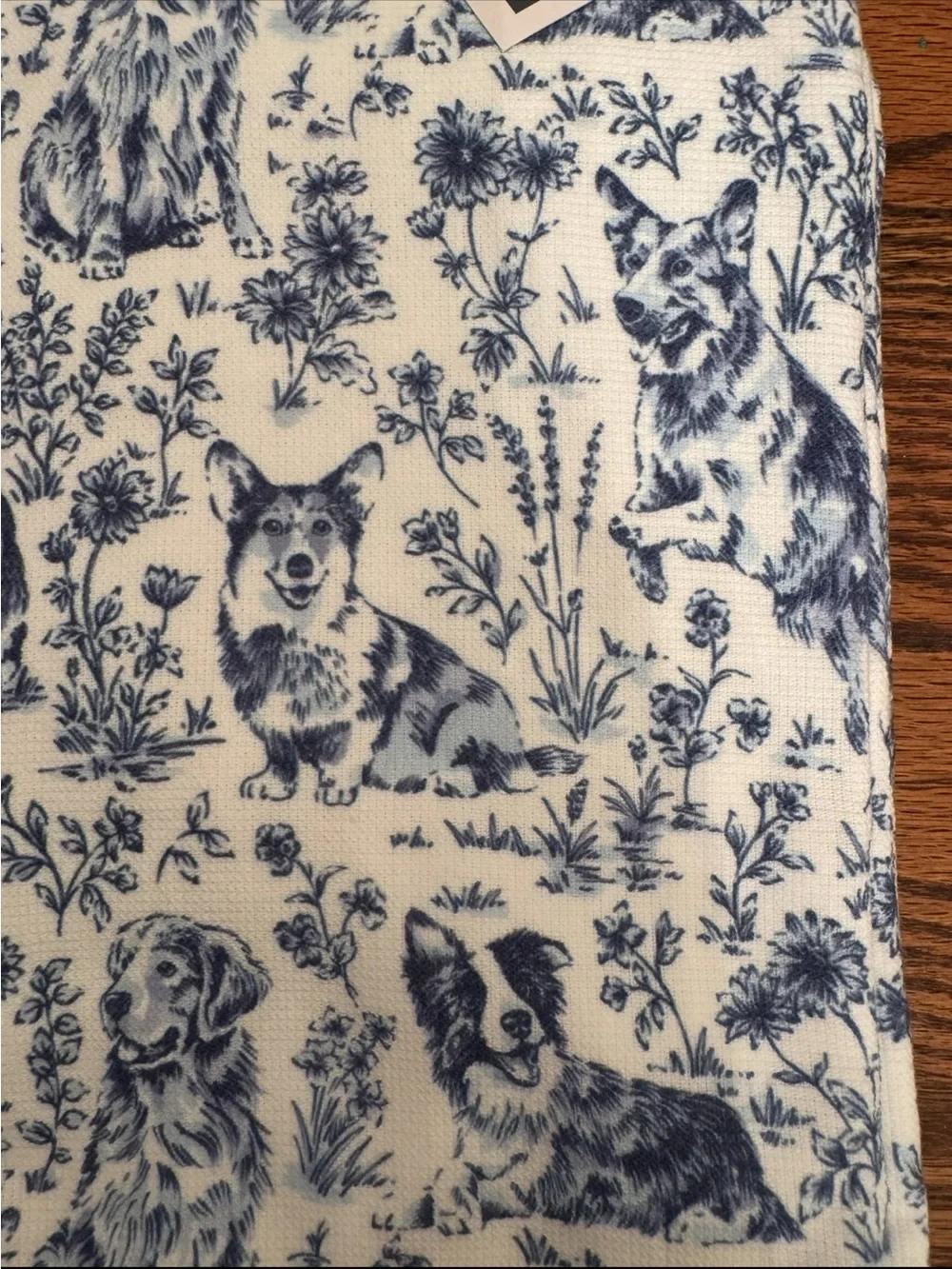 The Farmhouse by Rachel Ashwell Dog Toile Kitchen Towels Set/2 Bamboo Cotton NWT